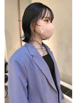 ハル ヘアスタジオ(haRu hair studio) ブルーブラック×イヤリングカラー