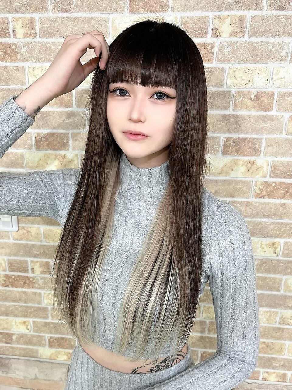 アッシュブラック×ホワイトアッシュ#シールエクステ#韓国#千葉