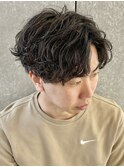 シャドウ波巻きセンターパートマッシュツイストスパイラルパーマ