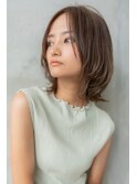大人かわいい前髪セシルカットココアブラウンフリンジウェーブ