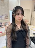巻き下ろし/ヘアアレンジ/パール/セット/リボン/ハーフアップ