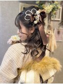 着物　推し活　へアセット　ゆるふわ　ハーフアップ　大阪