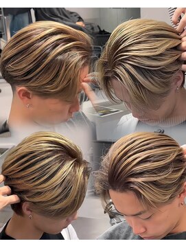 ステラ(STELLA) メンズ/バレイヤージュ/センターパート/ブリーチ&ダブルカラー