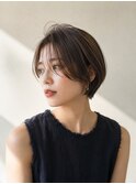 ショートスタイル シースルーバング スモーキーグレージュ