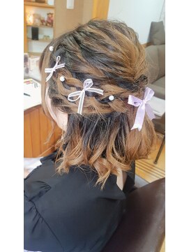 エクステンション クーチャー(Extention Cu'cha) ショートでも♪くるりんぱねじりハーフアップ(*^^*)