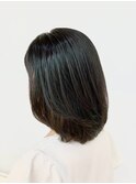 黒髪/30代40代50代/白髪染め/ミディアムボブ/前上がり/小顔/