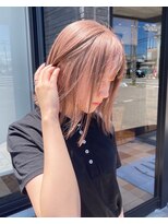 アース 前橋店(HAIR&MAKE EARTH) ピンクグレージュケアブリーチ外ハネボブ