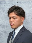 ビジネスツーブロック七三アップバング<理容室><MEN'S/中野>