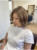 白髪ぼかしハイライトくびれボブ