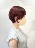 前下がりショートボブ顔周りレイヤー　ダブルカラー