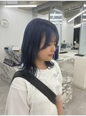 #haru 色落ちグレーになるネイビーブルーカラー