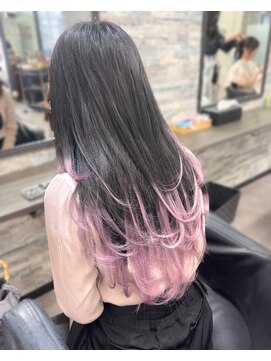 オズ 梅田店(OZ) エクステ×レイヤーカット/エンドカラー/ラベンダーピンク