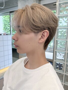 サンクマーケット 渋谷(cinq MARKET) 韓国風メンズミルクティーベージュブラウンカラーグレージュヘア