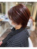 艶感ローズブラウン×スッキリショートボブ