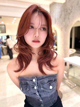 ロンドイディールバンダイ 新潟万代(Lond ideal) ミディアムレイヤーハッシュカットウルフオレンジベージュ