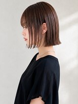 ヘアメイク アージュ 天神西通り店(HAIR MAKE age)&nbsp;切りっぱなしボブ ショコラブラウン シースルーバング 外ハネ