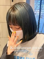 アース いわき店(HAIR&MAKE EARTH)&nbsp;カビルングリーン×切りっぱなしボブ