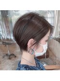 大人可愛い20代30代40代小顔ワンサイドショートボブ丸み前下がり