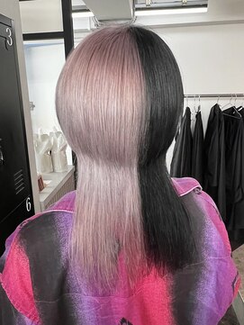 アドラ(ADLLA) ピンクアッシュ×フェイクブラック★ツートン くらげ