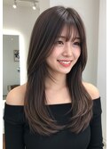 ロング/顔周り/ブリーチなしカラー/前髪/下総中山