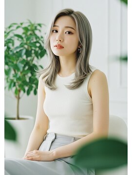 フルショウ 栄店(FURUSHO) 全頭ブリーチ透明感カラーミディアムレイヤー×ホワイトブロンド