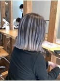 バレイヤージュグレージュハイライトダブルカラーケアブリーチ