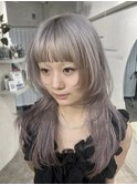 クラゲヘアー/ウルフカット/姫カットレイヤー/グレーカラー