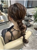 ヘアアレンジ編みおろしお呼ばれヘア心斎橋駅