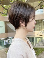 大人可愛い柔らかいマニッシュショートボブアッシュブラウン