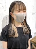 黒髪 インナーカラーワイドバング 外ハネボブ