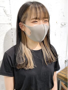 ノラキチジョウジ(NORA KICHIJOJI) 黒髪 インナーカラーワイドバング 外ハネボブ