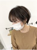 前髪少し長めショート×細めハイライト
