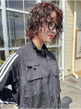 アンドファイン ヘアビューティー(＆Fine hair beauty) グランジパーマ×ルビーカラー