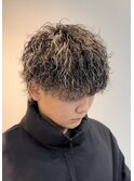 波巻きパーマ ホワイトメッシュ マッシュウルフ 波巻き