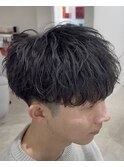 桑名メンズパーマツイストスパイラルパーママッシュウルフカット
