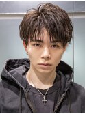 刈り上げマッシュツイストスパイラルメンズウルフ波巻きパーマ