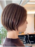 調布ショートヘア顔周りレイヤーカットダブルカラーショートボブ