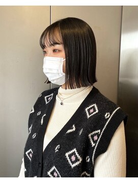 アンバースデー(UNBIRTHDAY) ツヤ外ハネボブ/シースルーバング●10代20代暗髪