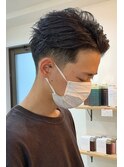 ツーブロ×斜めバング