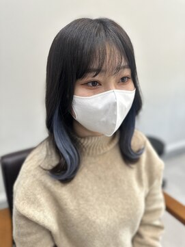 シエル 羽生店(Ciel) ダークグレー　イヤリングエクステ　ホワイトブルー