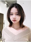 ミディアムくびれヘアおくれ毛前髪カット美髪_ba549083