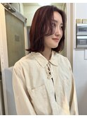 ブリーチなしワインレッドカラー 心斎橋美容室