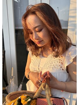 リットヘアー 本山店(lit hair) ミディアム/レイヤー/オレンジベージュ/カッパーオレンジ