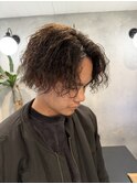 縦落ちツイストスパイラルパーマ/刈り上げ/マンバンパーマ