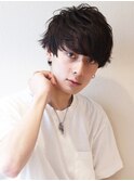 ソフトツイスト黒髪マッシュネオウルフオリーブカラーワンレン