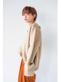 フレンチショートマッシュ×オレンジベージュカラー