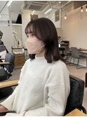 大人可愛い韓国こなれミディ顔まわりカット美髪ネビージュ