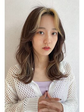 ノノリリ(NONORIRI) 前髪フロントカラー＊ブリーチありイエローウェーブミディアム