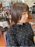斜めバンググレージュカラーデザインカラーシルキーベージュ