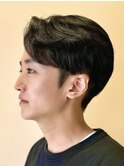 前髪立ち上げアップバングツーブロックサイド流し刈り上げ